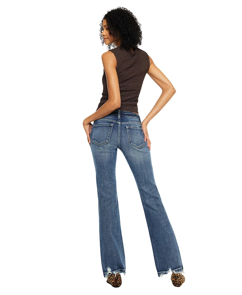 KanCan Women's Usa Juniors' Delcie Mid-Rise Bootcut Jeans