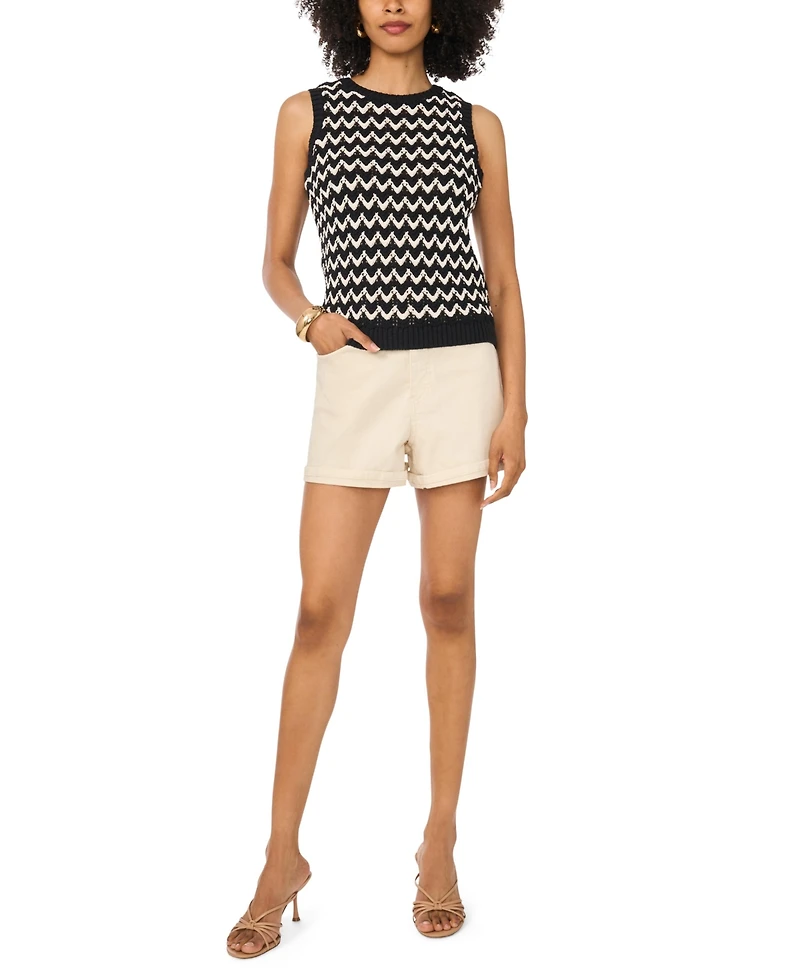 1.state Women's Chevron Crewneck Sweater Tank Top
