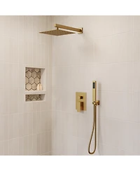 Everstrein 10" Rain Shower Head High Pressure Wall Mount System Bathroom Faucet Set with Handheld Spray Chrome