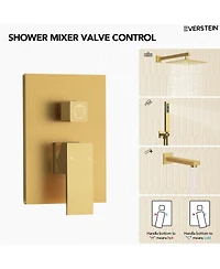 Everstrein Wall Mounted 10" Shower System Bathtub Set High Pressure Rain Shower Head