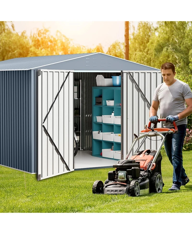 gaomon Outdoor Metal Storage Shed, Large Metal Storage Sheds with Sturdy Frame Structure, Garden Tool Shed with Lockable Door for Garden, Lawn