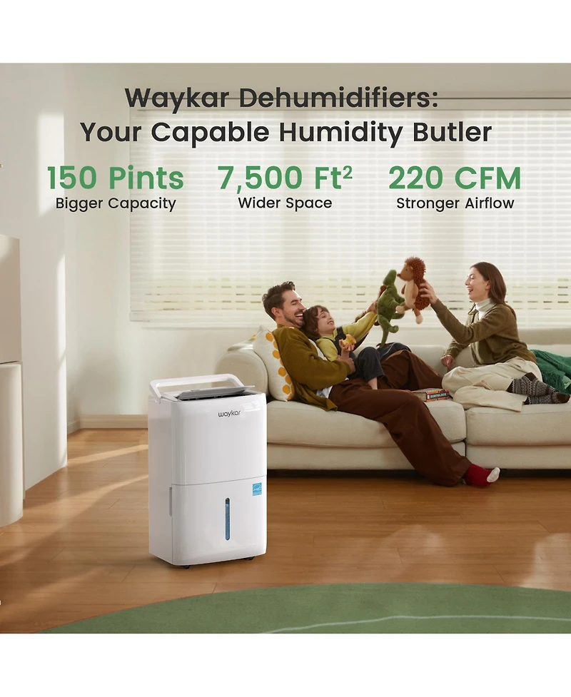 Waykar 150 Pint Dehumidifier for Home Basement