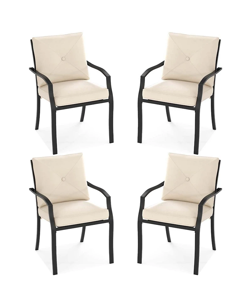 Gymax Outdoor Patio Dining Chair Set of 4 Stackable Garden Chairs with Metal Frame