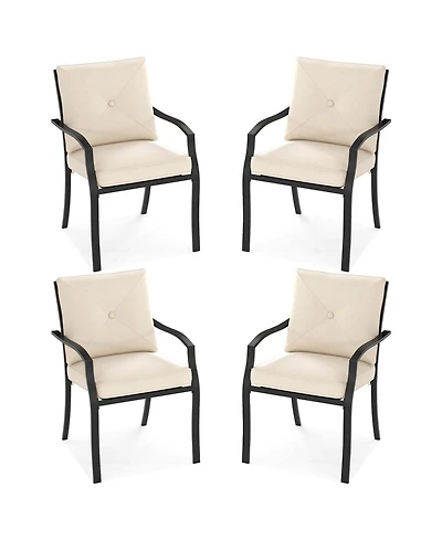 Gymax Outdoor Patio Dining Chair Set of 4 Stackable Garden Chairs with Metal Frame