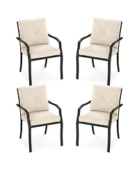 Gymax Outdoor Patio Dining Chair Set of 4 Stackable Garden Chairs with Metal Frame