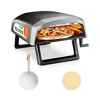 NutriChef Portable Pizza Oven with Rotating Pizza Stone, Rain Cover, Regulator, and Hose - Suitable for Outdoor and Indoor Use