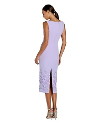 Mac Duggal Women's Crepe Sleeveless Midi Dress With Flower Beading