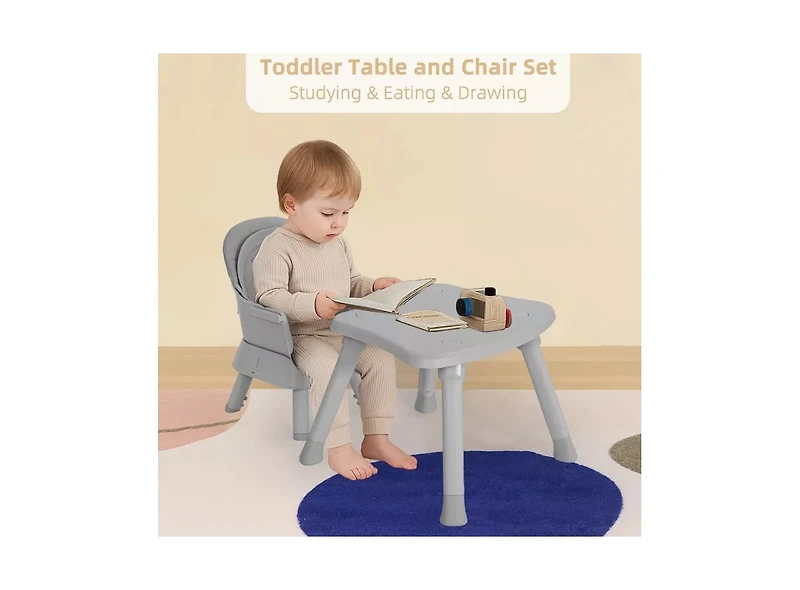 Kinder King 8-in-1 Baby High Chair Converts to Booster Seat and Kids Table Set with Removable Tray