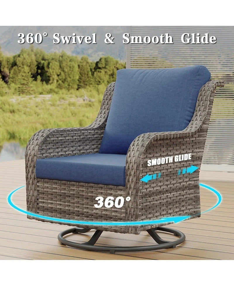Asagikoiai 3-Piece Outdoor Swivel Chairs Set, Pe Rattan Rocking Bistro Set with Table for Garden