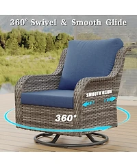 Asagikoiai 3-Piece Outdoor Swivel Chairs Set, Pe Rattan Rocking Bistro Set with Table for Garden
