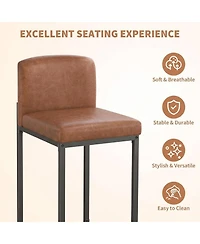 gaomon Set of 4 Modern Bar Stools- Pu Leather Counter Height Barstools with Back, Upholstered Bar Chairs for Kitchen Island and Home Bar, Metal Frame