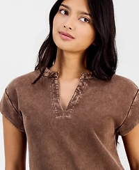 And Now This Petite French Terry Split-Neck Cap-Sleeve Top, Macy's Exclusive