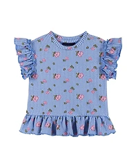 Andy & Evan Baby Girls Floral Knit Seersucker Top and Pant Set