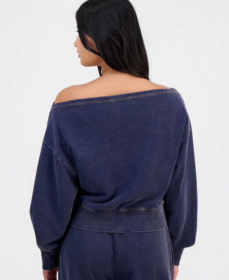 And Now This Petite Off-The-Shoulder 3/4-Sleeve Sweatshirt, Macy's Exclusive