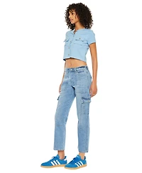 KanCan Women's Aaliyah High Rise Slim Straight Cargo Pants