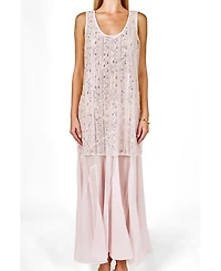 endless rose Women's Sequins Overlay Chiffon Maxi Dress