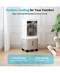 Etust Portable Evaporative Air Cooler with 19L Water Tank, 3-Speed Swamp Cooler for Dry Climates, Space-Saving Floor Fan for Home,