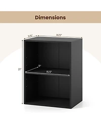 Gymax Bookcase with 2 Open Cubes Floor Standing Bookshelf with 5-Position Adjustable Shelf