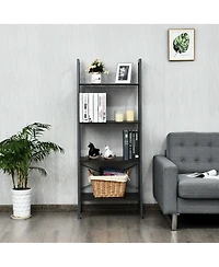Gymax 4-Tier Ladder Shelf Ladder Bookcase Bookshelf Display Rack Plant Stand