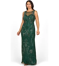 Lara Women's Beaded High Neckline Gown