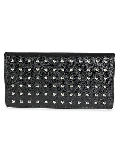 Pre-Owned Saint Laurent Black Grain De Poudre Leather Studded Classic Marquage Flap Wallet