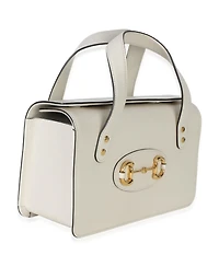 Pre-Owned Gucci Mystic White Calfskin Small Horsebit 1955 Foldover Top Handle Bag