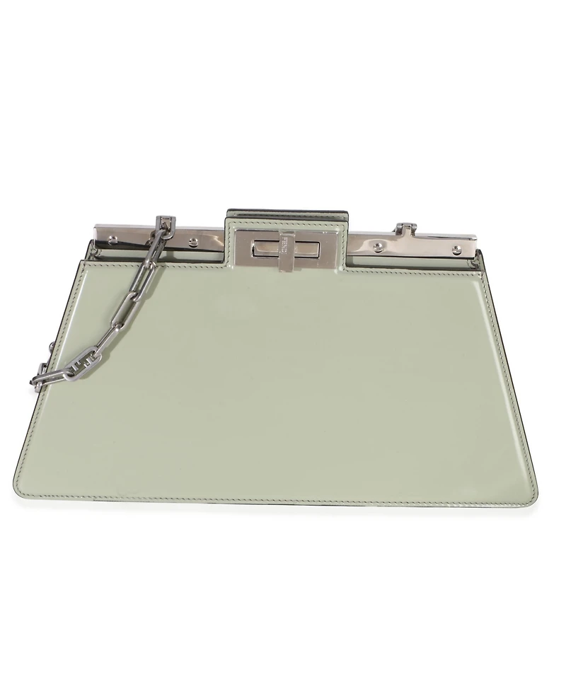 Pre-Owned Fendi Sage Patent Medium Peekaboo Cut Chain Shoulder Bag