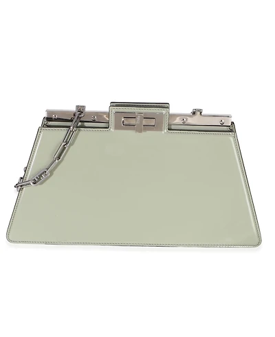 Pre-Owned Fendi Sage Patent Medium Peekaboo Cut Chain Shoulder Bag