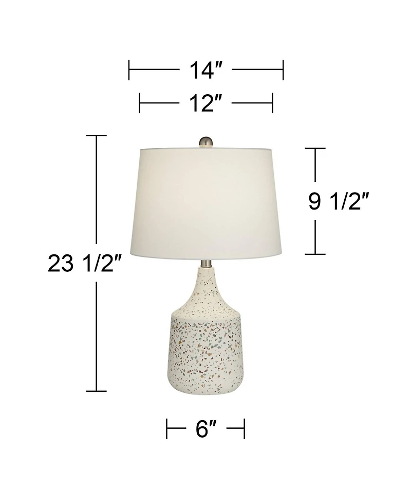 360 Lighting 23 1/2" High Small Modern Coastal Accent Table Lamp Terrazzo Marble Single Shade Living Room Bedroom