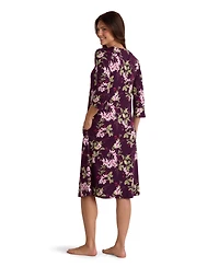 Miss Elaine Women's Long-Sleeve Printed Long Gown