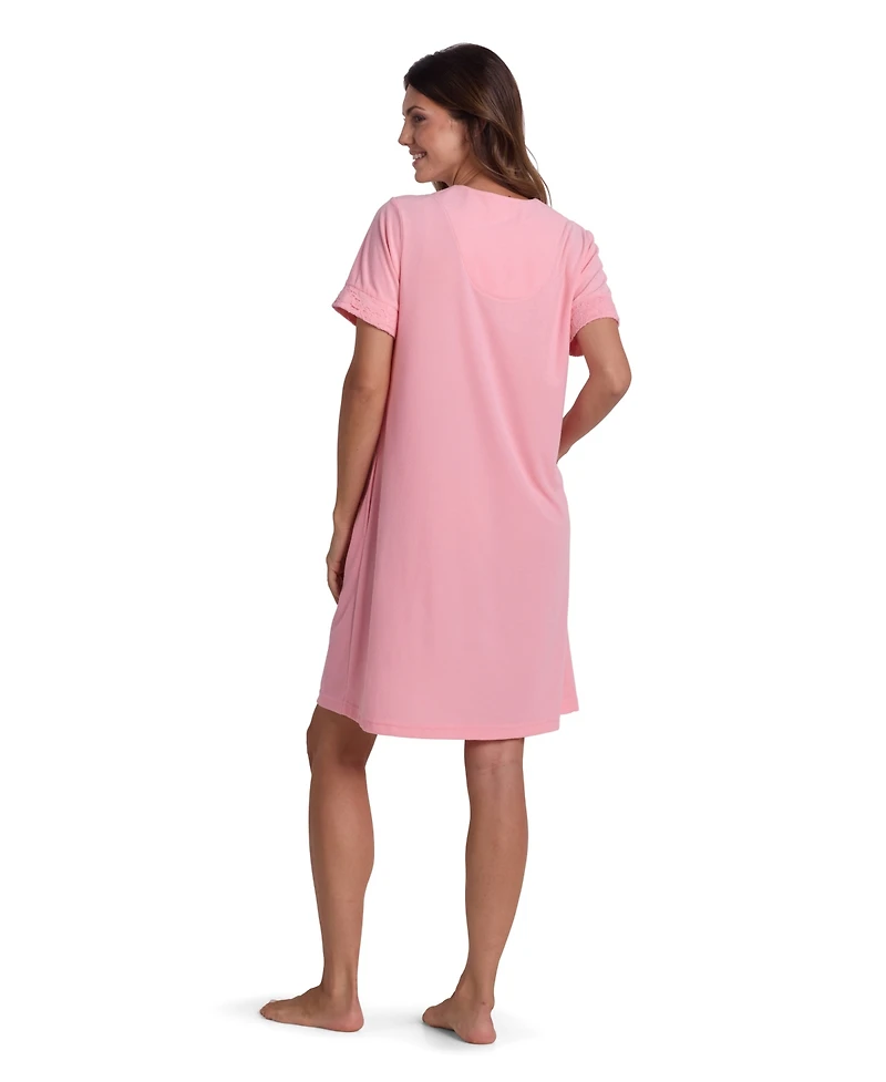 Miss Elaine Women's Short-Sleeve Solid Short Grip Robe