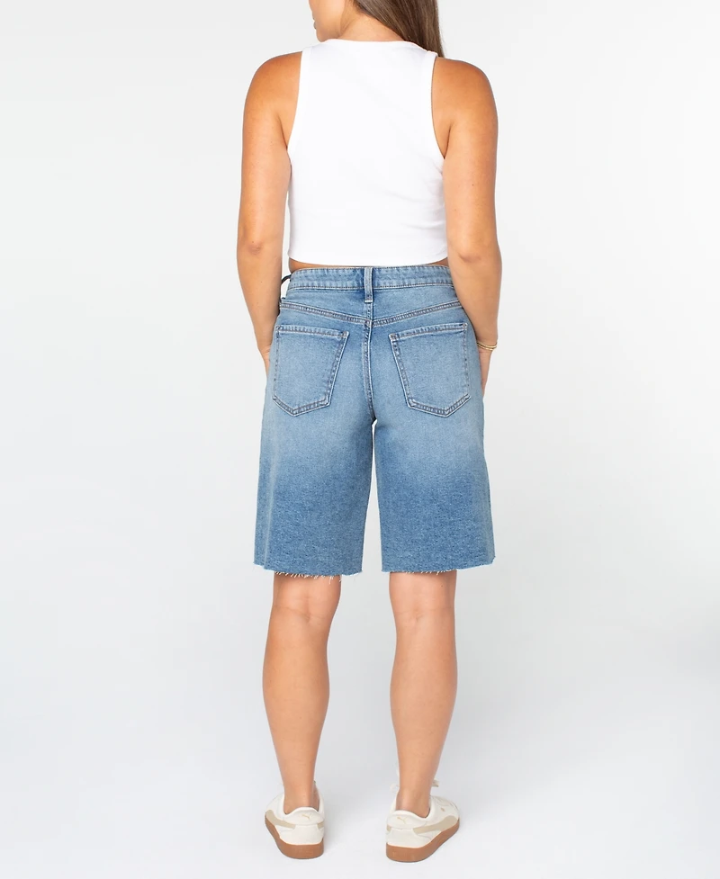 Celebrity Pink Women's High-Rise Raw-Hem Bermuda Shorts