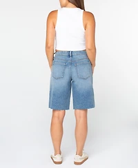Celebrity Pink Women's High-Rise Raw-Hem Bermuda Shorts