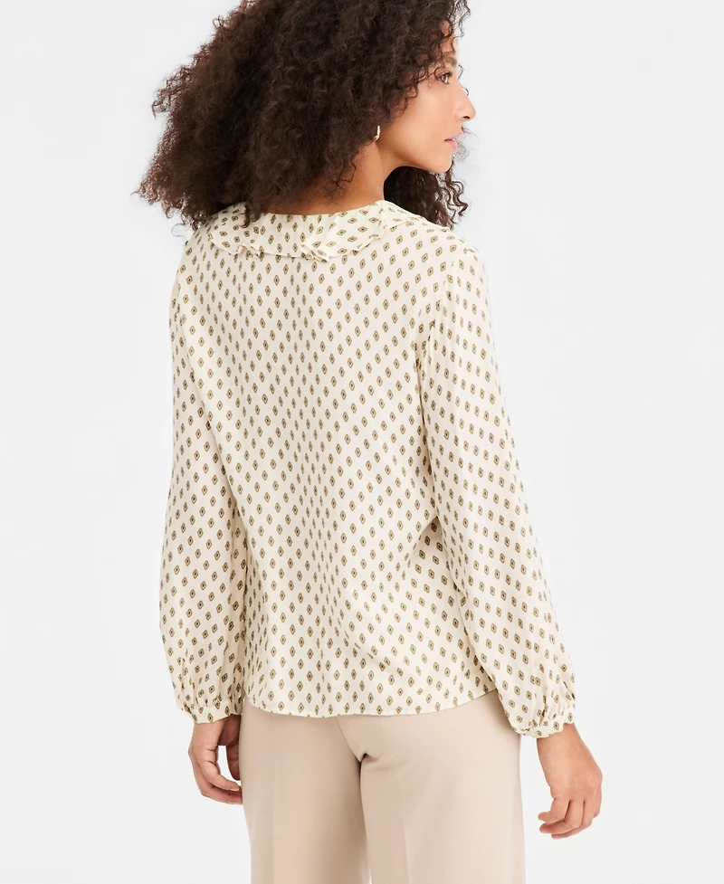 Emme Marella Women's Flounce-Detail V-Neck Long-Sleeve Blouse