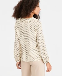 Emme Marella Women's Flounce-Detail V-Neck Long-Sleeve Blouse