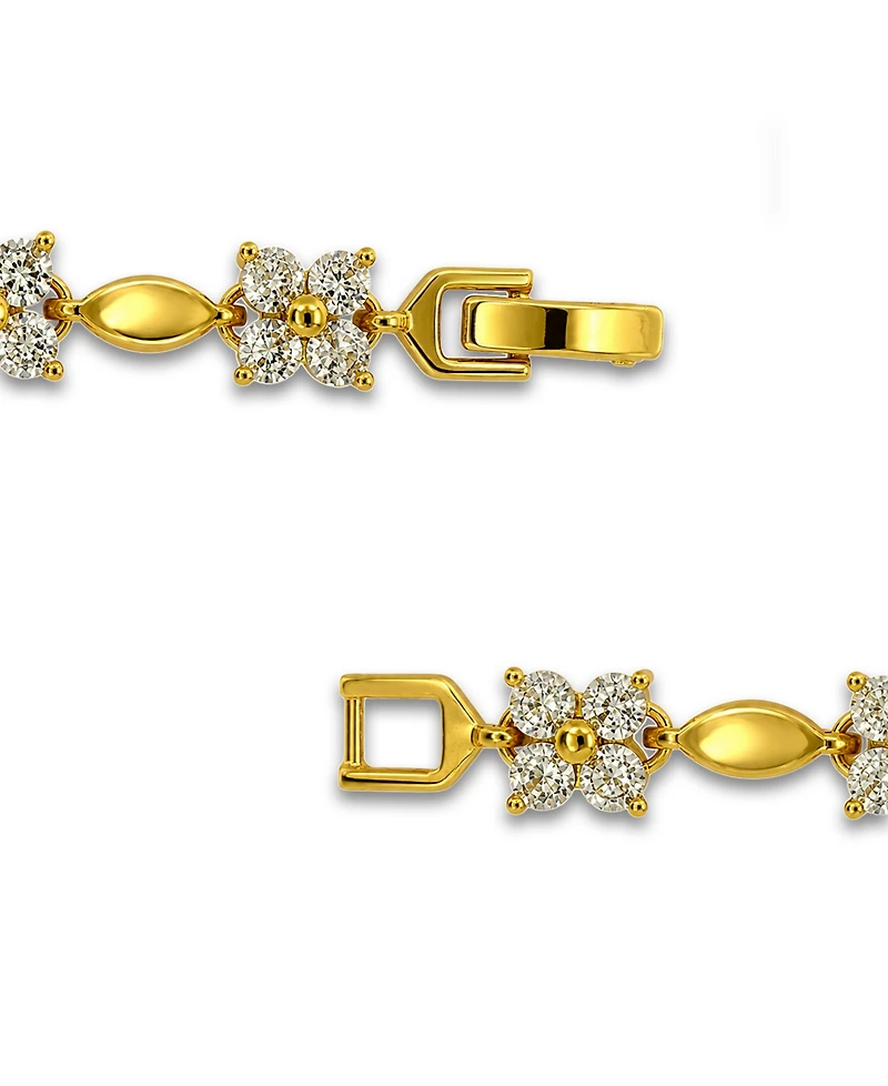 Macy's Cubic Zirconia Flower Design Polish Oval Link Bracelet