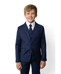 Peanut Butter Collection Big Boys Luxor Slim Fit Wool Blend 5-Piece Shirt, Tie, Jacket, Vest and Pants Suit Set