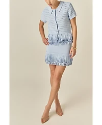 English Factory Women's Knitted Fringe Detail Skirt