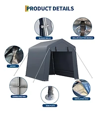 gaomon Portable Outdoor Storage Shed with Roll-Up Zipper Door, Mesh Vents and Pe Cover for Motorcycle, Firewood and Tools