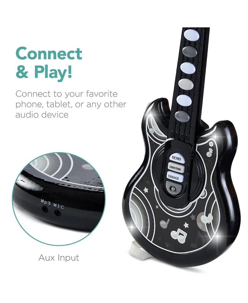 Best Choice Products 19in Kids Flash Guitar, Pretend Play Musical Instrument Toy for Toddlers w/ Mic