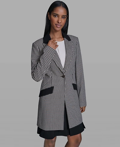 Karl Lagerfeld Paris Women's Checkered One-Button Blazer