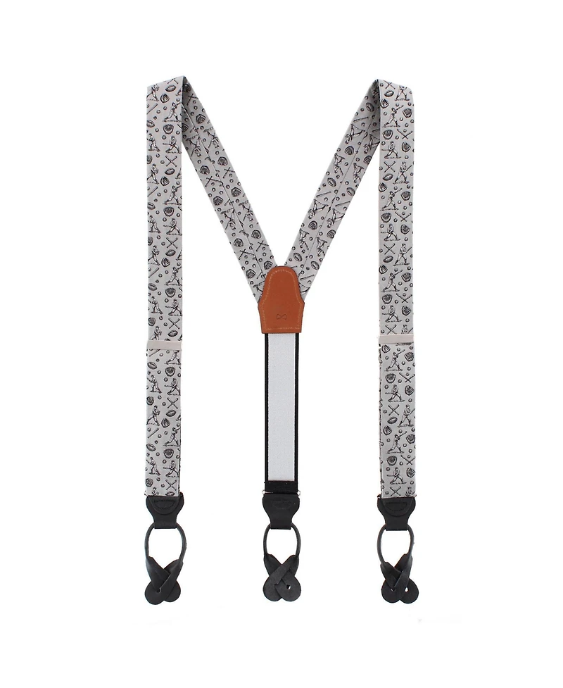 Trafalgar Men's Batter Up Novelty Baseball Silk Button End Suspenders