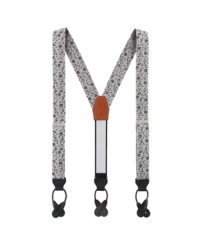 Trafalgar Men's Batter Up Novelty Baseball Silk Button End Suspenders