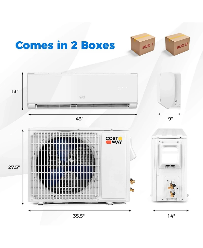 Costway 24000 Btu Wifi Enabled Mini Split Air Conditioner and Heater with Heat Pump