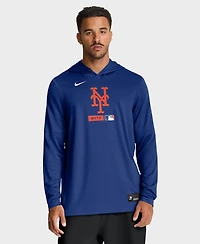 Nike Men's Royal New York Mets Authentic Collection Dri-fit Long Sleeve Hooded T-Shirt