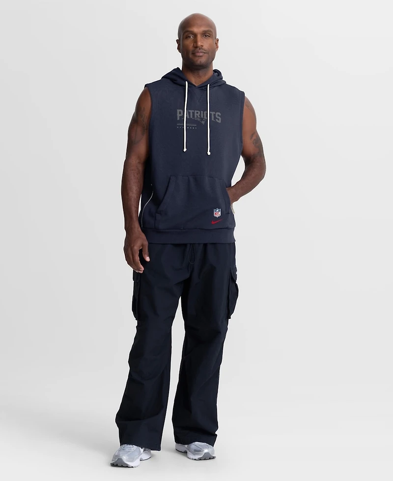 Nike Men's Navy New England Patriots Sideline Standard Issue Dri-fit Sleeveless Hoodie