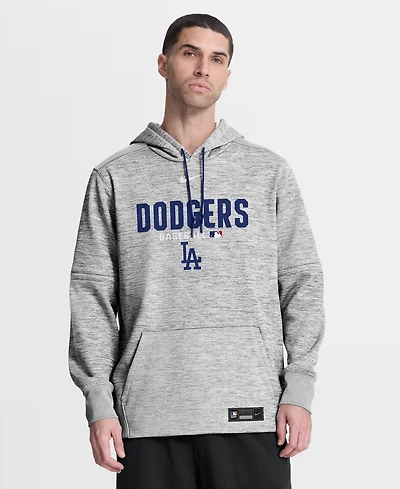Nike Men's Heather Charcoal Los Angeles Dodgers Authentic Collection Therma-fit Hoodie