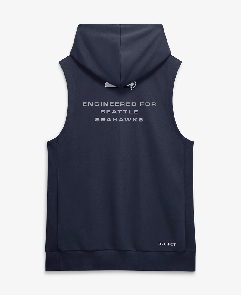 Nike Men's College Navy Seattle Seahawks Sideline Standard Issue Dri-fit Sleeveless Hoodie