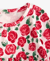 First Impressions Baby Girls' 0M-24M Long-Sleeve Cotton Rose-Print Dress, Macy's Exclusive