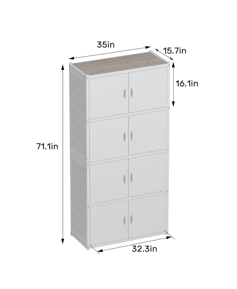 5-Shelf Heavy-Duty Garage Storage Cabinet Tower with Side Pegboards, White (35 in. W x 71.1 in. H x 15.7 in. D